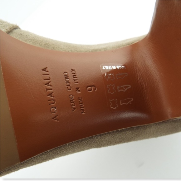 New AQUATALIA Beige Suede Leather  Block Heel Ankle Boots 9 - Picture 8 of 8